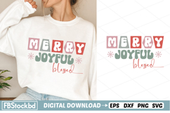 Merry joyful blessed SVG Cut Files, Retro Christmas SVG Product Image 1
