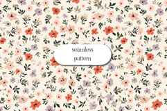 Seamless Neutral Floral Pattern with Peach Flowers Product Image 1