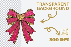 12 Sparkly Ribbon Bow PNGs | Valentine Heart Bows Product Image 4