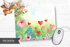 Heart Garden Watercolor Mouse Pad PNG Design Product Image 1