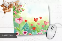 Heart Garden Watercolor Mouse Pad PNG Design Product Image 1