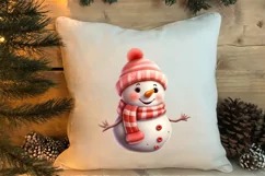 Pink Christmas Snowman Clipart, Christmas PNG Product Image 4