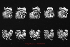 10 Bundle Dark Art Rooster Chicken Animal Scary Face Tattoo Product Image 6