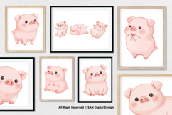 15 Bundle Watercolor Chubby Pig Pink Lazy Cute Hog Farm Product Image 4