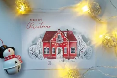 Watercolor Christmas hous sublimation clipart, PNG Product Image 5