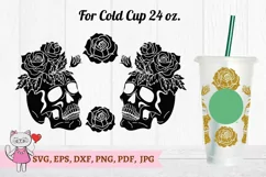 Halloween Skull of rose svg, Full Wrap Venti Cold Cup 24 oz Product Image 2