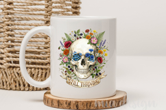 Still Thriving PNG Floral Skull Gothic Botanical Sublimation Product Image 4
