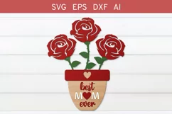 Mothers day Flowers Svg, Red Roses Mom Sign Svg Product Image 1