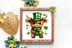 St Patricks Day Highland Cow Clipart, Highland Cow Clipart Product Image 4