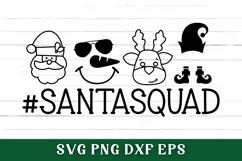 Santa Squad SVG, Kids Christmas Shirt SVG, Santa Squad PNG Product Image 1