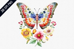 Rainbow Butterfly and Flowers Sublimation Design Product Image 1
