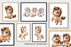 15 Bundle Watercolor Cute Horse Baby Foal Pony Unicorn Product Image 4