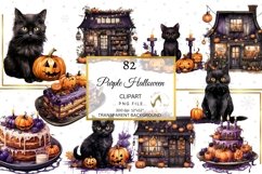 Watercolor Purple Halloween Illustrations Bundle Product Image 8