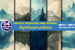 Fantasy Mountain Junk Journal Paper Bundle PNG Product Image 5