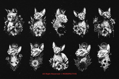 10 Bundle Dark Art Sphix Cat Flower Floral Kitten Whisker Product Image 6