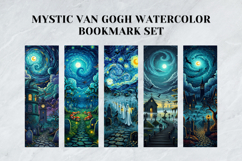 Mystic Van Gogh Watercolor Bookmark Set,Starry Night Art Product Image 3