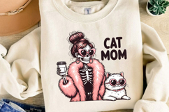 Cat Mom Sublimation, Funny Skeleton Png Product Image 4
