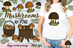 Autumn Mushroom clipart png Doodle Sublimation, Printing Product Image 3