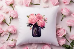 Valentine Flowers In Jar Clipart, Valentine Couplet Product Image 4