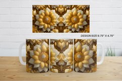 3D Golden Flowers Mug Wrap | Sublimation Coffee Cup Product Image 6
