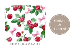 Watercolor Raspberry Tumbler Wrap, Floral Tumbler Design Product Image 4