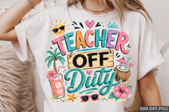 Teacher Off Duty Summer Vacation Beach PNG Retro Design Product Image 1