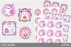 Cute Ghost Sticker Printable. Halloween Sticker Design Product Image 1