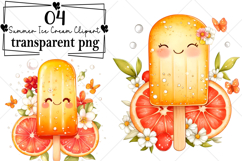 Whimsical Summer Ice Cream Clipart Watercolor PNG Product Image 1