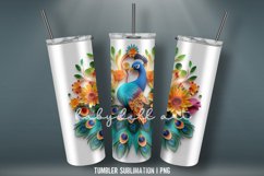 3D Paper Quilling Peacock Birds Tumbler Wrap Sublimation Product Image 4