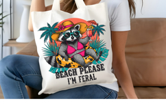 Beach Please I'm Feral PNG, Funny Raccoon Summer Sublimation Product Image 4