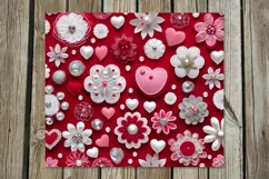 3d red & white Hearts | 4 Skinny tumbler sublimation designs Product Image 4