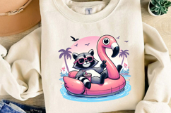 Funny Raccoon Sublimation, Flamingo Png Product Image 4