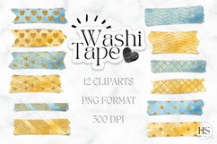 12 Digital Watercolor Washi Tape, Digital Watercolor Sticker Product Image 1