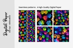 Dog Paw Digital Paper Seamless Scrapbook Paper Product Image 2