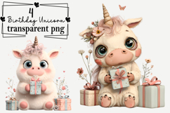 Whimsical Birthday Unicorn Clipart PNG Watercolor Product Image 1
