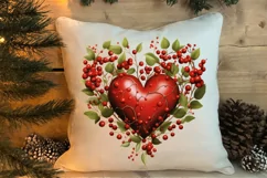 Christmas Hearts Watercolor Clipart, Christmas PNG Product Image 4