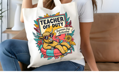 Teacher Off Duty PNG, Summer Era Highland Cow Sublimation Product Image 4