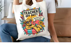 Teacher Off Duty PNG, Summer Era Highland Cow Sublimation Product Image 4