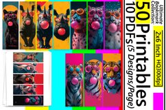 50x Funny Animals Sublimation Bookmark Bundle PNG Product Image 5