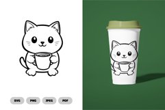 Coffee Cat SVG &amp; Clipart - Funny SVG Product Image 1