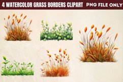 Watercolor Grass Borders Clipart PNG Product Image 1