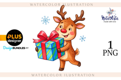 Christmas deer watercolor illustration Product Image 1