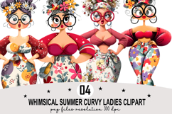 Whimsical Summer Ladies Clipart Watercolor PNG Product Image 1