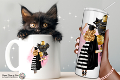Graduation Girl PNG with Balloons Black Gold Glam Design PNG Product Image 2