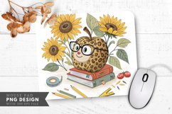 Leopard Print Apple Sunflowers and Pencils Mouse Pad PNG Product Image 1