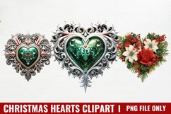 Christmas Hearts Watercolor Clipart Product Image 1