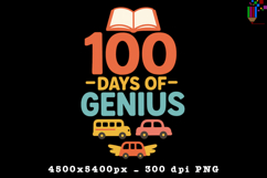 100 Days of Genius Retro School Sublimation Design Product Image 1