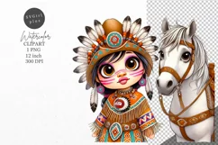 Native Americans, Girl clipart, Horse clipart Product Image 1