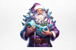 Christmas purple santa claus sublimation PNG Product Image 4