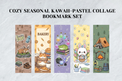 Cozy Seasonal Kawaii-Pastel Collage Bookmark Set,Cute Autumn Product Image 4